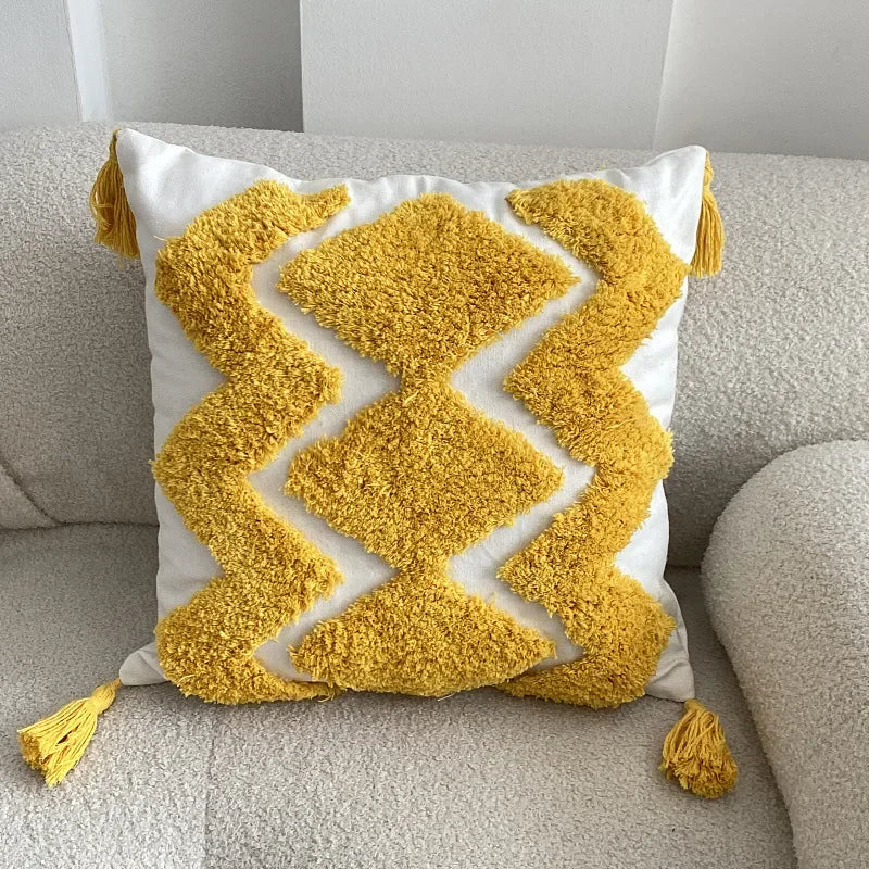 DecorBites™ Geometric Tufted Tassel Cushion Cover 30x50cm