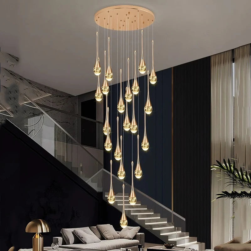 Modern Crystal Pendant Light With Adjustable Height