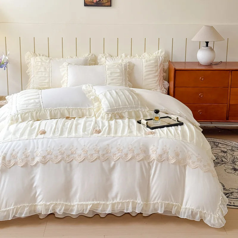 طقم مفروشات أميرة الدانتيل من DecorBites™ لسرير فردي أو مزدوج لجميع الفصول
