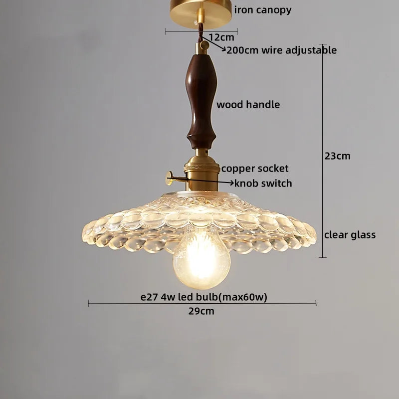 DecorBites™ Clear Glass Pendant Lamp Japanese Style LED Hanging Lights