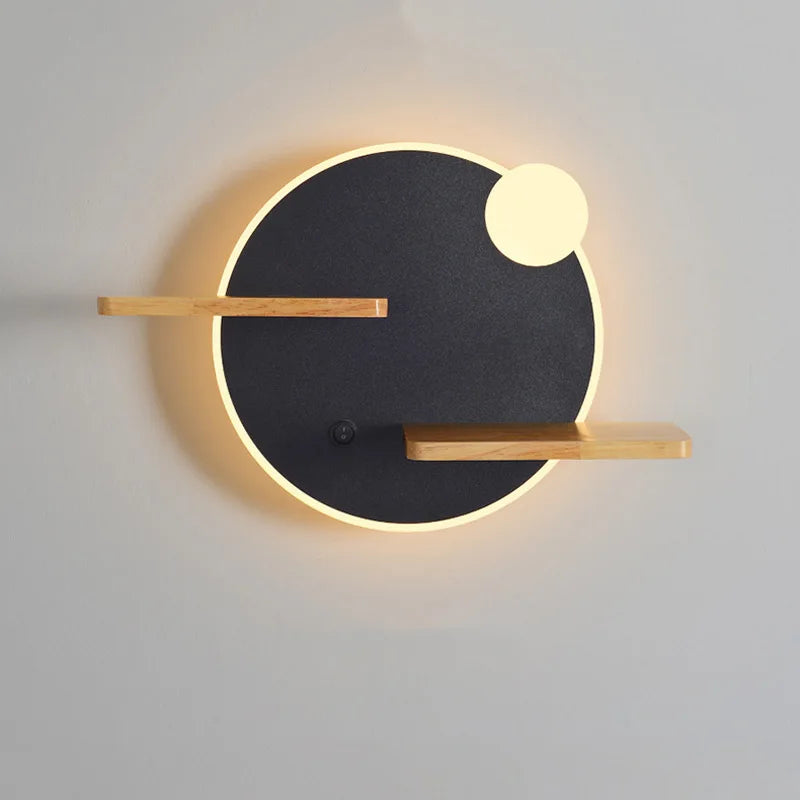 DecorBites™ LED Bedside Shelf Wall Lamp with USB Charger - Modern Minimalist Bedroom Reading Light