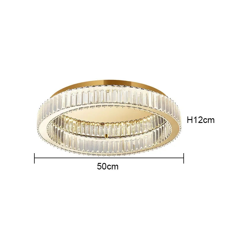 DecorBites™ Crystal Circle Chandelier: Modern Nordic LED Ceiling Lamp for Living Room, Bedroom, Study