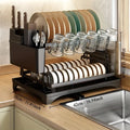 DecorBites™ 2 Tier Dish Drying Rack with Storage Holder & Drainer for Kitchen Organizing