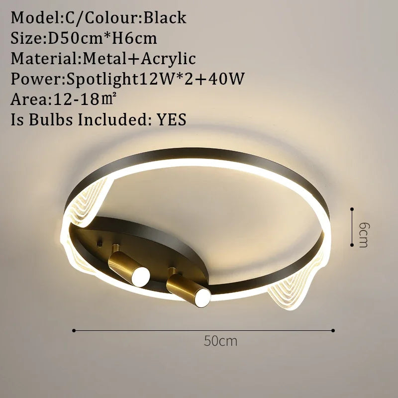 DecorBites™ مصابيح سقف LED ذهبية مع جهاز تحكم عن بعد، قابلة للتعتيم لغرفة المعيشة والمطبخ