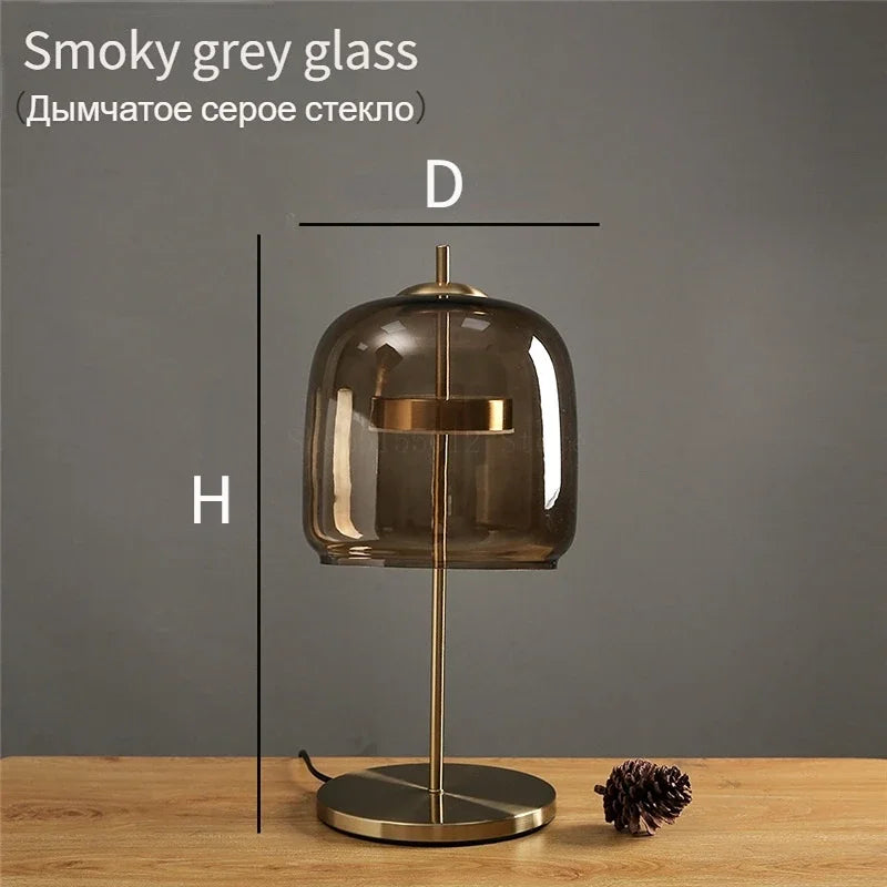 DecorBites™ Glass Lampshade LED Table Lamp for Modern Bedroom Decor