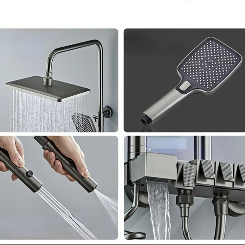 DecorBites™ Digital Display Brass Thermostatic Shower Faucet Set for Bathroom