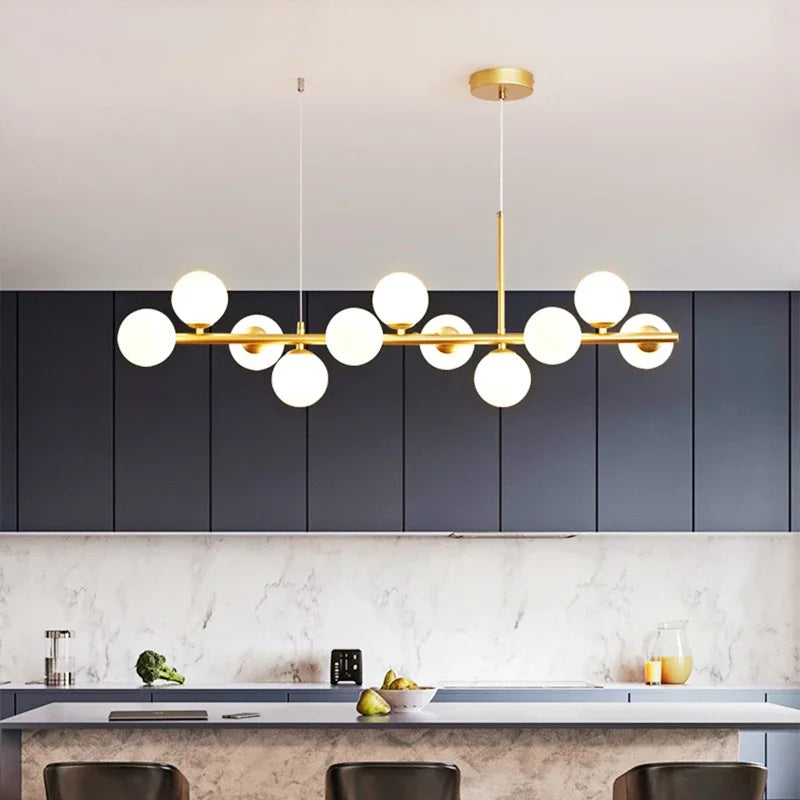 DecorBites™ Glass Ball Gold Pendant Light - 11 Heads for Kitchen Living Dining Room