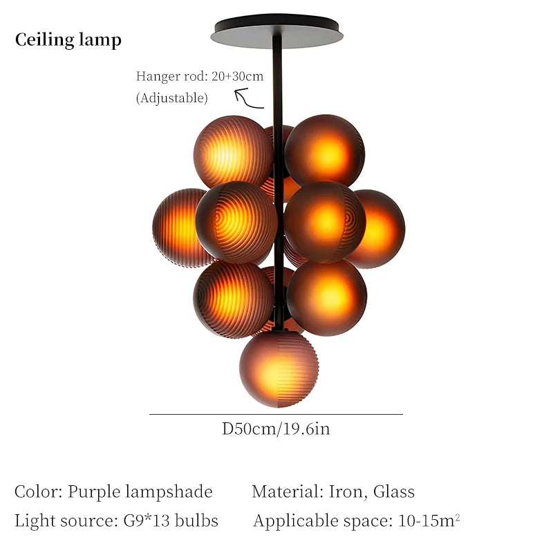 DecorBites™ Grape Chandelier: Modern Glass Ball Pendant Lamp for Living Room and Bedroom