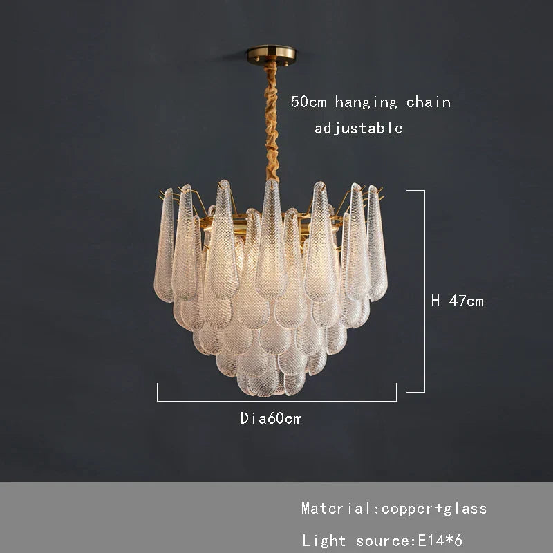 مصباح DecorBites™ الذهبي المعلق من الزجاج لطاولة الطعام والفندق، مصابيح سقف بهو حديثة