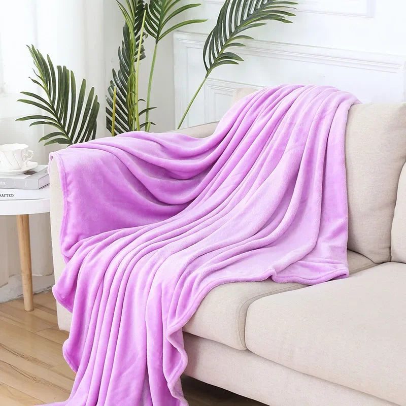 DecorBites™ Cozy Flannel Warm Blanket: Soft Plush Coral Fleece Bed Cover & Shawl