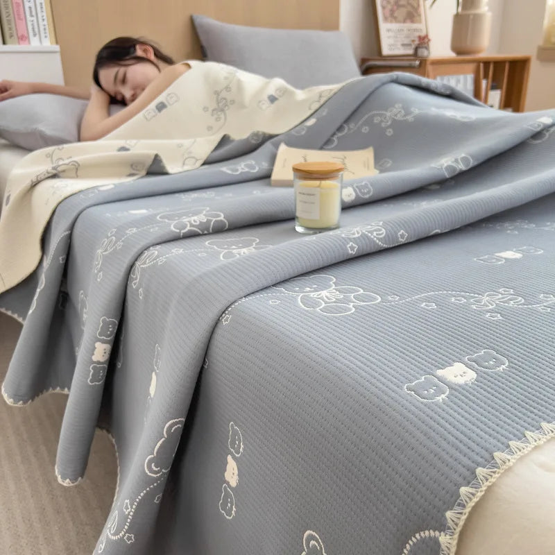 DecorBites™ Cotton Towel Blanket, Rural Printed Thin Quilt - Luxury Breathable Bedspread