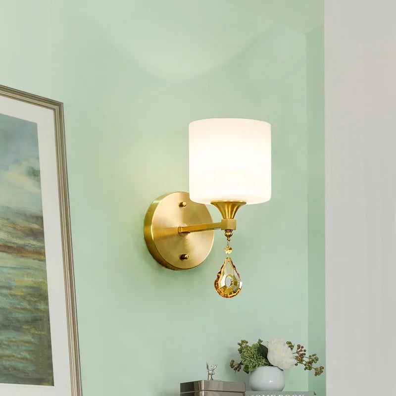 DecorBites™ Crystal Copper Wall Lamp for Living Room, Bedroom, and Study