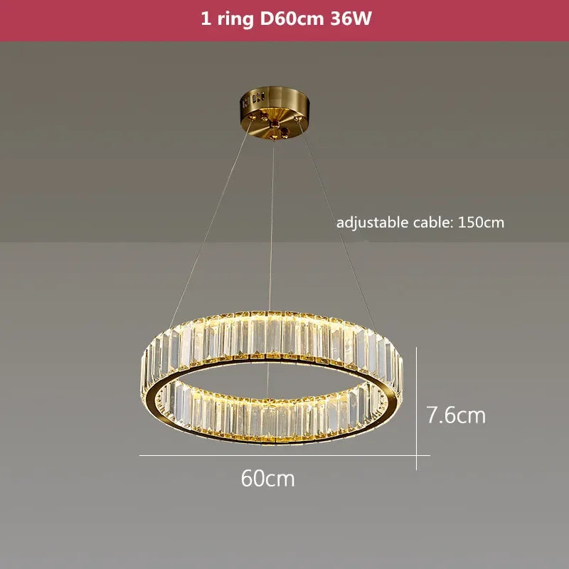 DecorBites™ Crystal LED Chandelier: Modern Steel Pendant Lighting for Luxurious Foyer Decor