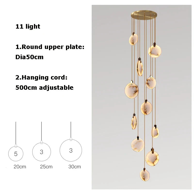 DecorBites™ 2025 Art Deco Marble Golden Lustre LED Chandelier Lighting