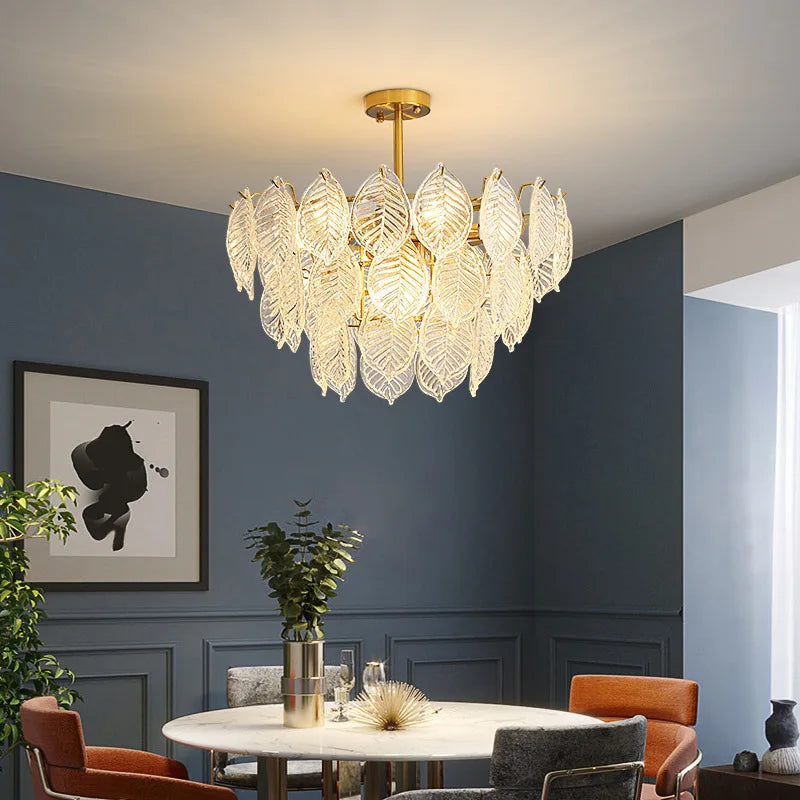 DecorBites™ ثريا أوراق الشجر الزجاجية الفاخرة لغرفة الطعام