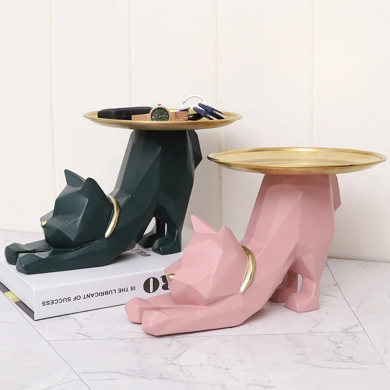 DecorBites™ Geometric Cat Storage Figurines - Nordic Home Entrance Key Tray Decoration