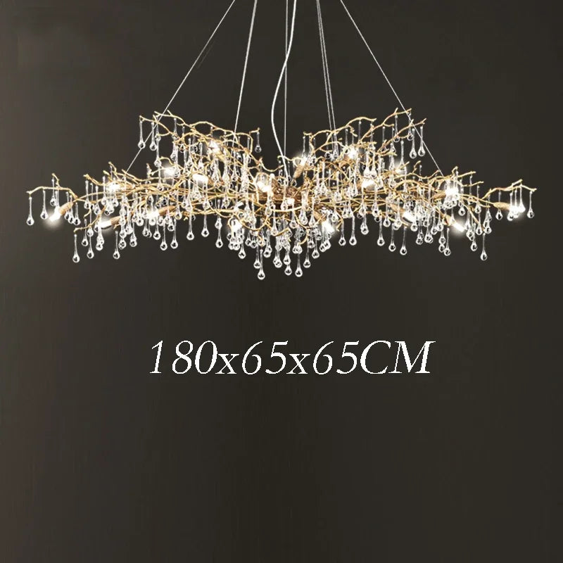 ثريا كريستال ذهبية من DecorBites™: إضاءة LED عصرية فاخرة لغرفة المعيشة والفيلا
