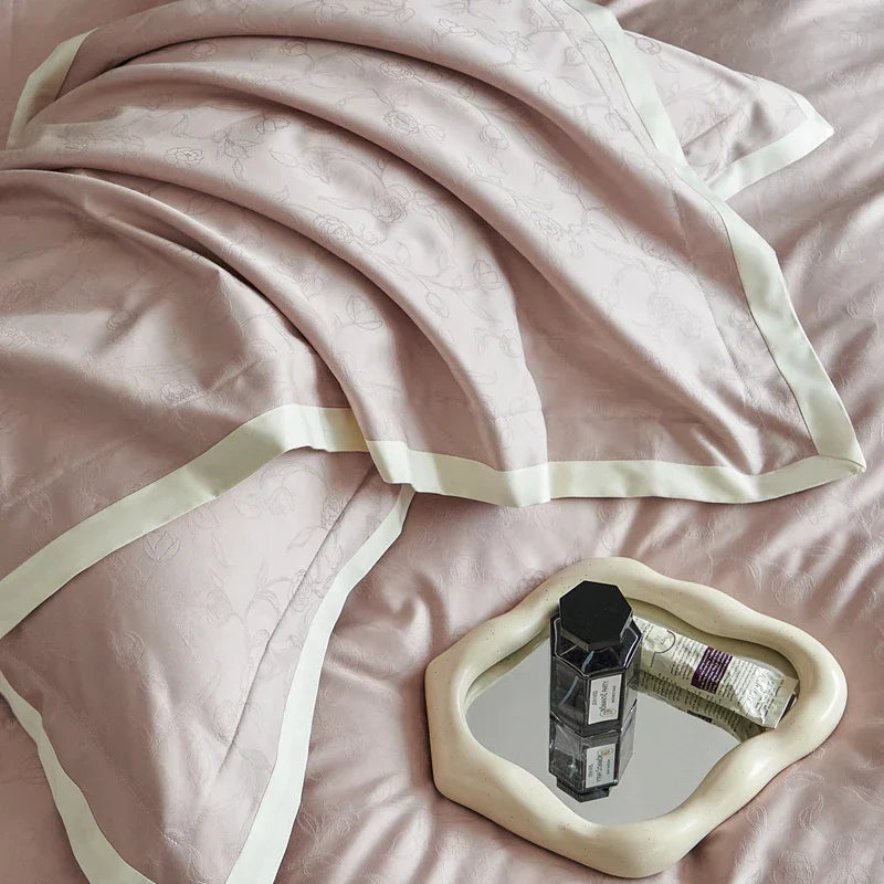 DecorBites™ 1000TC Egyptian Cotton Jacquard Duvet Cover Set: Luxury Satin Silky Bedding Collection