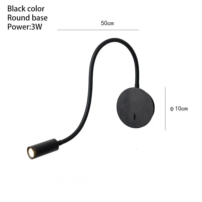 DecorBites™ 3W LED Wall Spot Light with On/Off Switch, Flexible Desk Reading Lamp