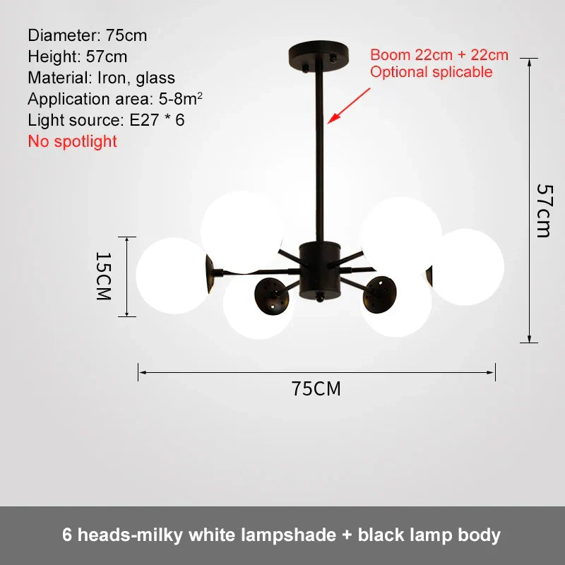 DecorBites™ Glass Ball LED Chandelier for Bedroom Dining Room - Elegant Ceiling Pendant Lamp