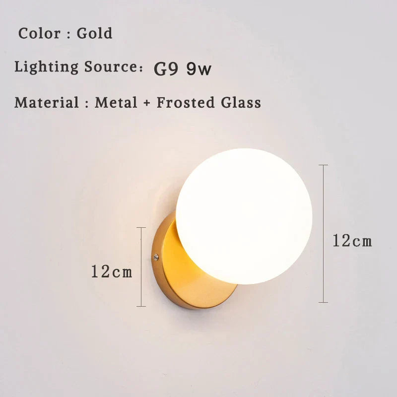 مصباح حائط DecorBites™ الكروي الزجاجي LED لغرفة النوم وغرفة المعيشة والإضاءة الداخلية