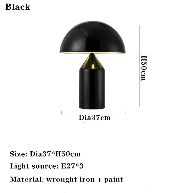 DecorBites™ Atollo Bedroom Table Lamp - Luxury Metal Mushroom Desk Light
