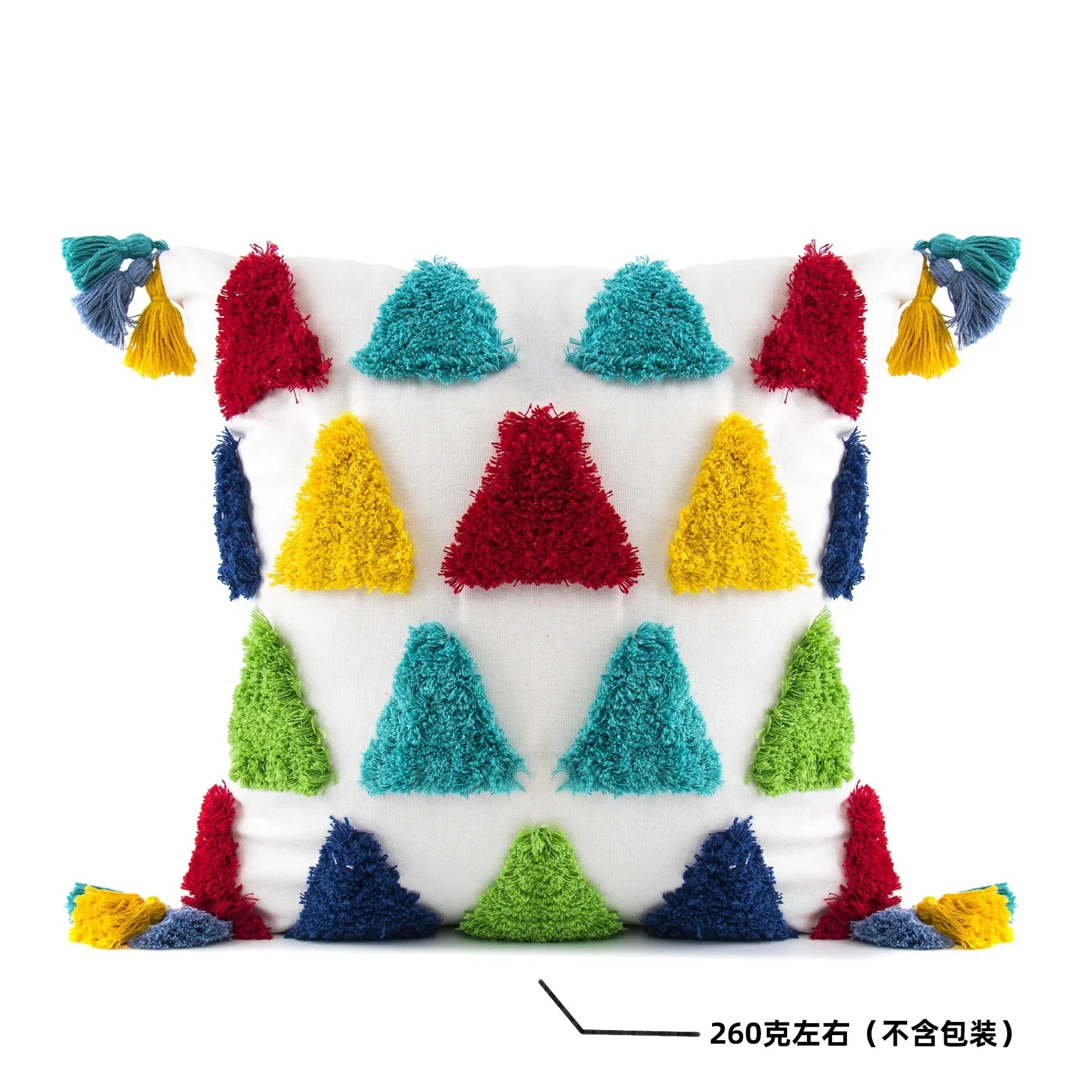 DecorBites™ Geometric Hand-Embroidered Tassel Pillowcase