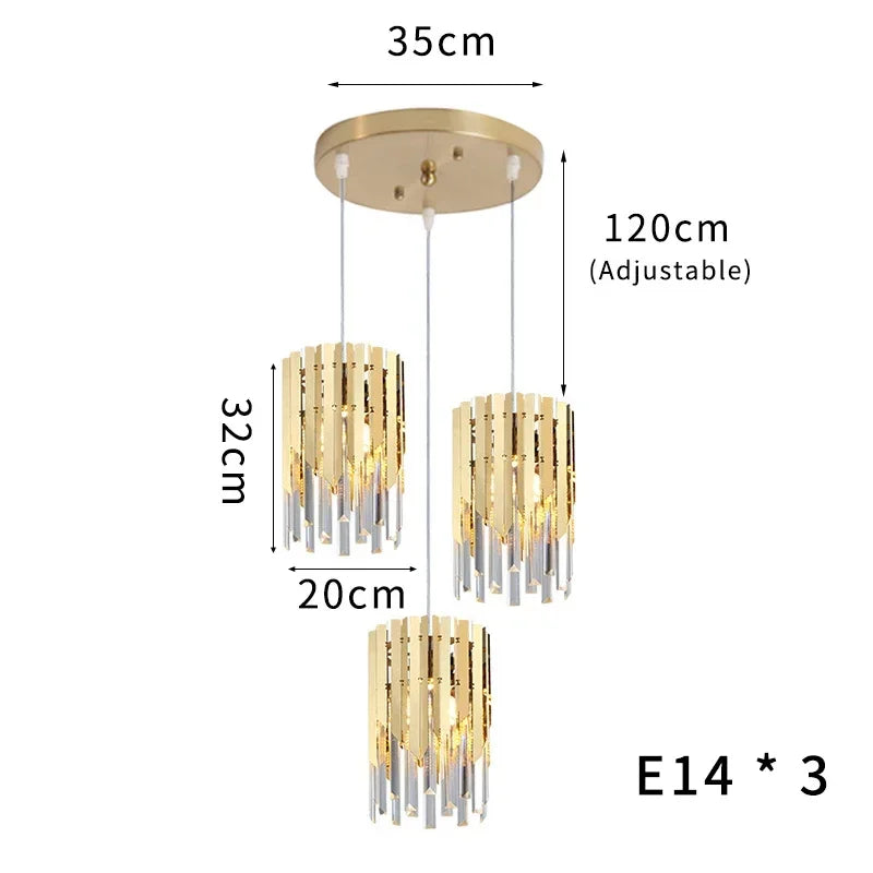 ثريا كريستال LED ذهبية K9 من ديكور بايتس™ لغرفة المعيشة والمطبخ وغرفة الطعام وغرفة النوم
