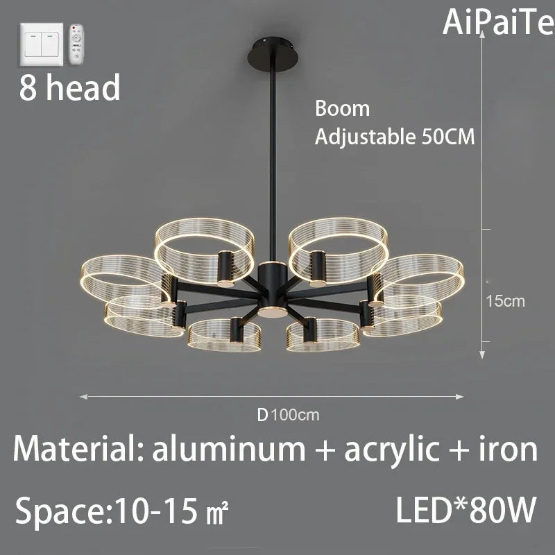DecorBites™ Acrylic Lustre Chandelier for Living Room, Bedroom, Kitchen - Hanging Ceiling Lamps