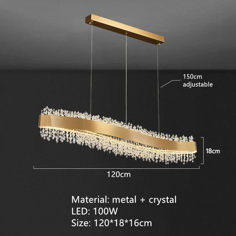 DecorBites™ Gold Metal LED Chandelier: Modern Crystal Lighting for Living Room, Dining Room, Bedroom.