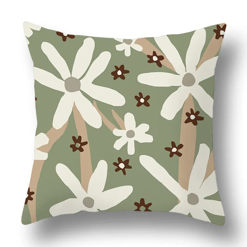 DecorBites™ Green Plants Geometric Print Pillow Cover - Home Sofa Cushion Cover