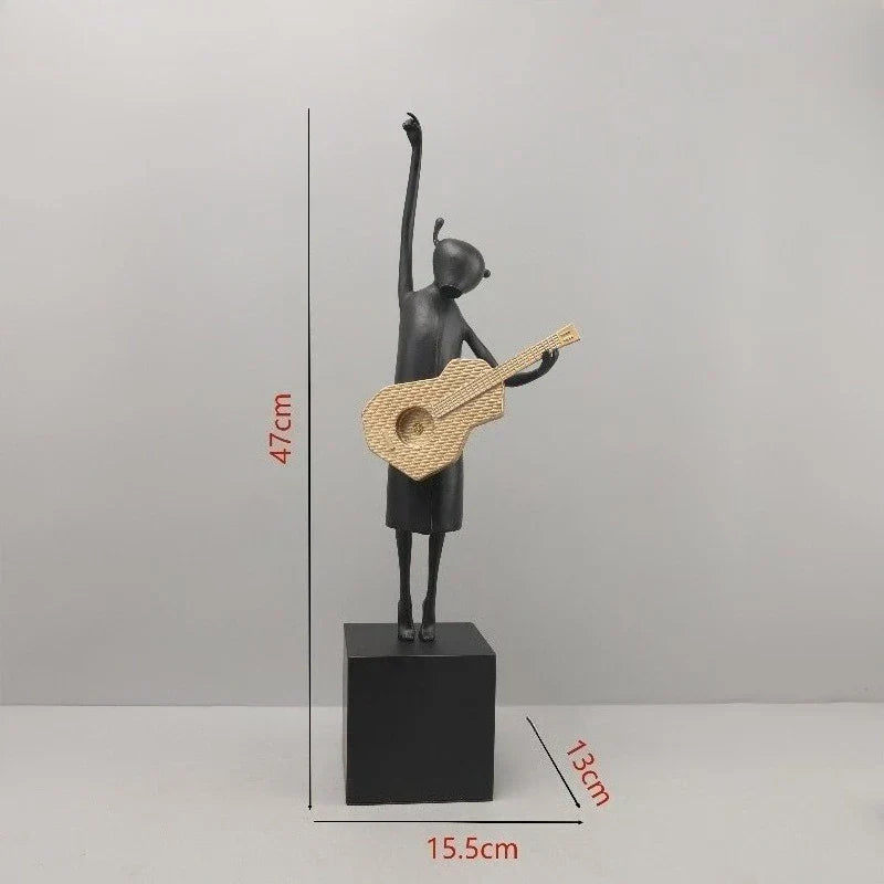Abstract Guitarist Resin Sculptures by DecorBites™: Musical Instrument Decor for Home