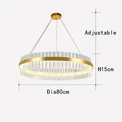 DecorBites™ Crystal Chandelier LED Ring Lamp for Dining Living Room & Bedroom