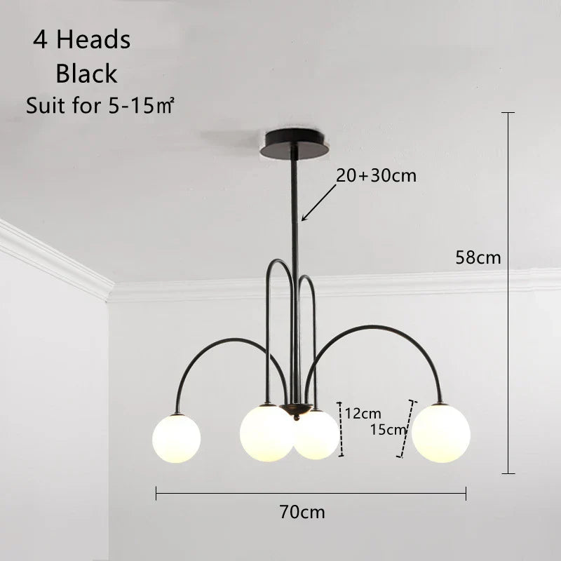 DecorBites™ Glass Ball Pendant Chandelier with LED for Dining Living Bar Kitchen Island