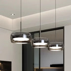 Modern Gray Glass Pendant Light With Plated Finish