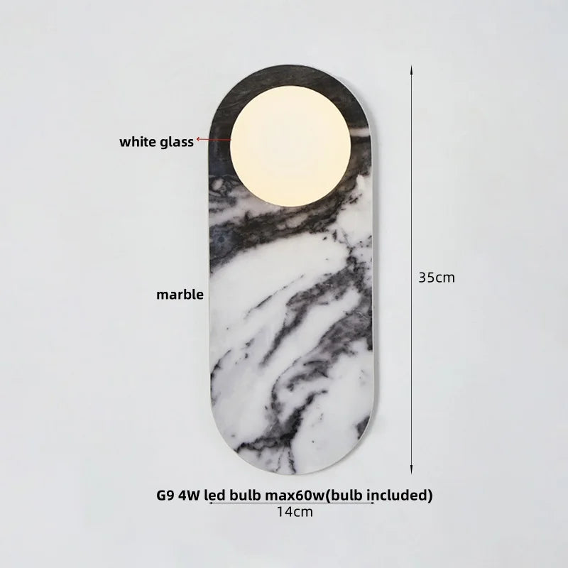 DecorBites™ Glass Globe LED Wall Lamp: Modern Nordic Stone Bathroom Mirror Light
