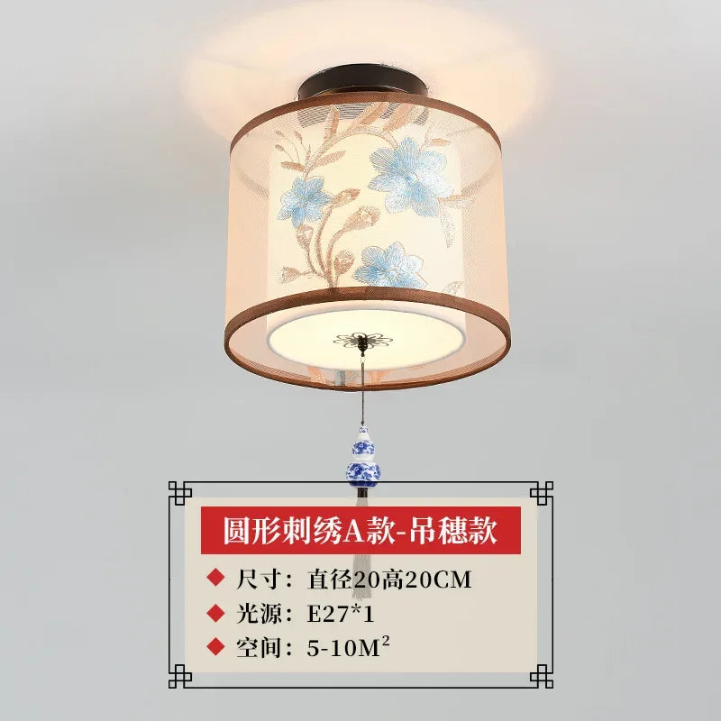 ثريا سقف صينية من DecorBites™ Lotus، مصباح ممر بسيط، إضاءة LED للوحات