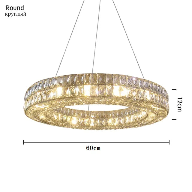 ثريا ذهبية بتصميم حلقة كريستال K9 مع إضاءة LED من DecorBites™ لديكور المنزل