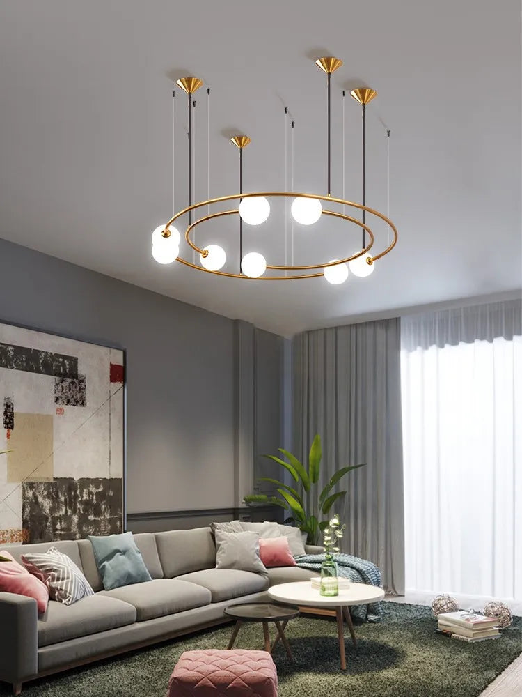 DecorBites™ Glass Ball LED Pendant Chandelier for Modern Living Room Decor