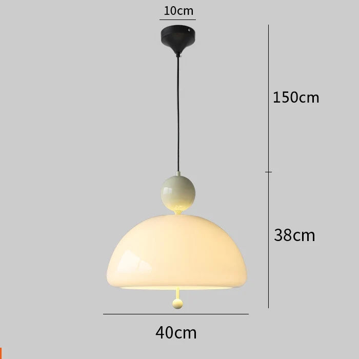 DecorBites™ Cream Glass Retro Pendant Light for Living Room, Bedroom, and Tea Room