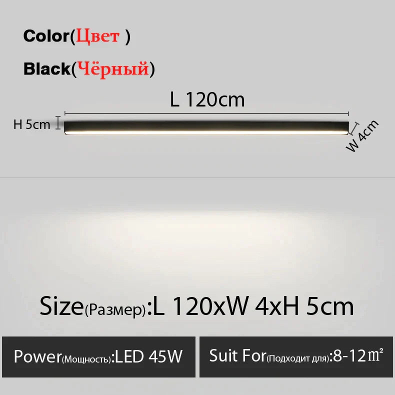 مصباح سقف LED خطي من DecorBites™ لغرفة المعيشة وغرفة الطعام وغرفة النوم - تصميم بسيط