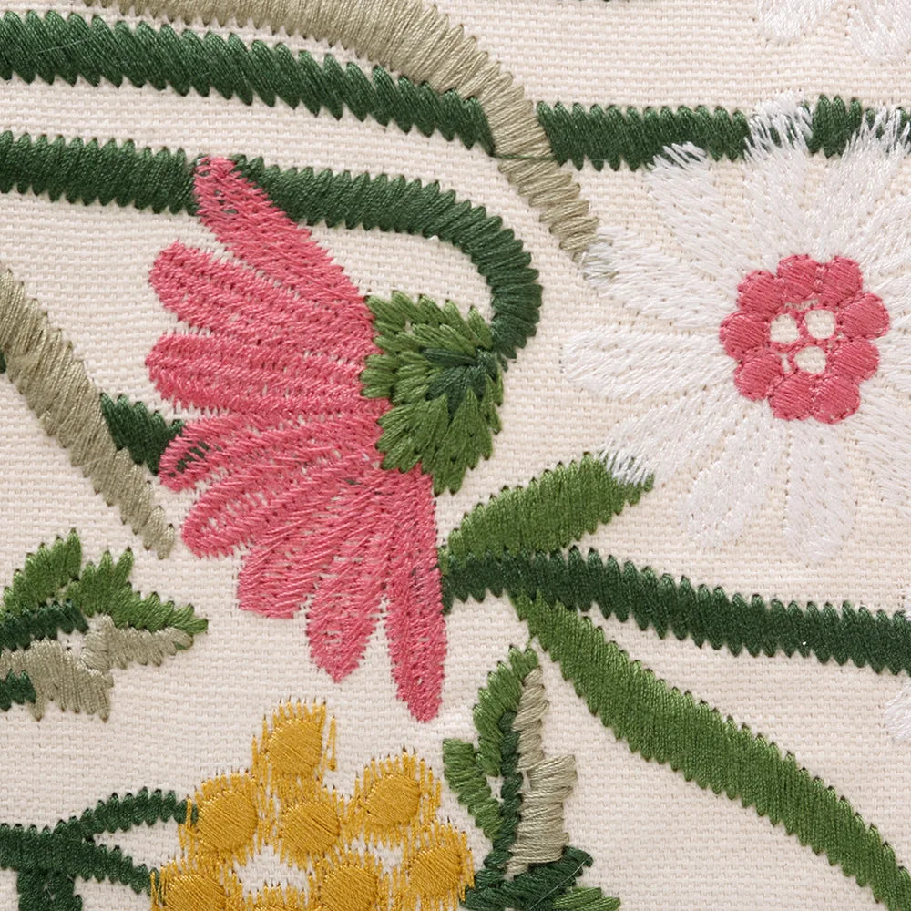 DecorBites™ 3D Pink Flower Farmhouse Style Cushion Cover 45x45cm - Embroidered Sofa, Bed, Living Room