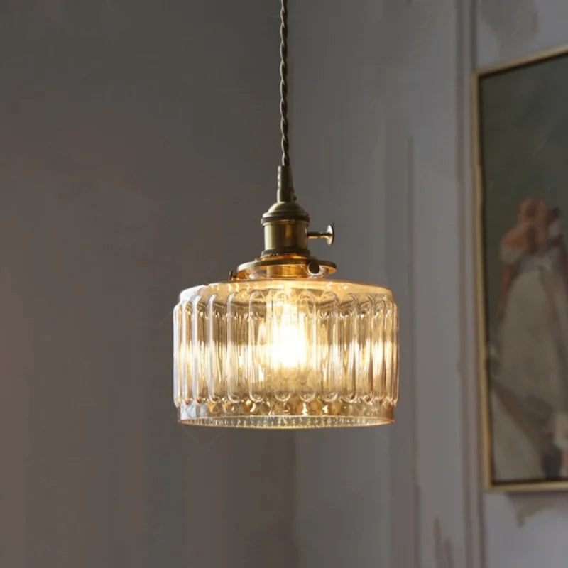 DecorBites™ Amber Glass LED Hanging Lamp - Adjustable Nordic Stair Pendant Light