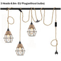 Vintage Industrial Hemp Rope Plug-In Pendant Light