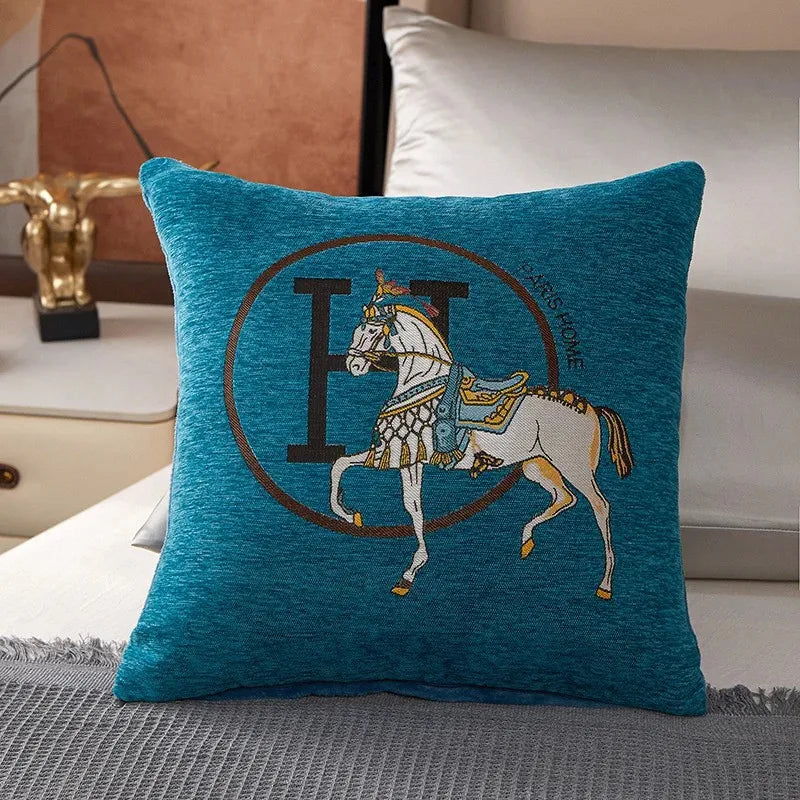 DecorBites™ Cotton Home Logo Cushion Cover Throw Pillow Cover House Decor Fur Living Room