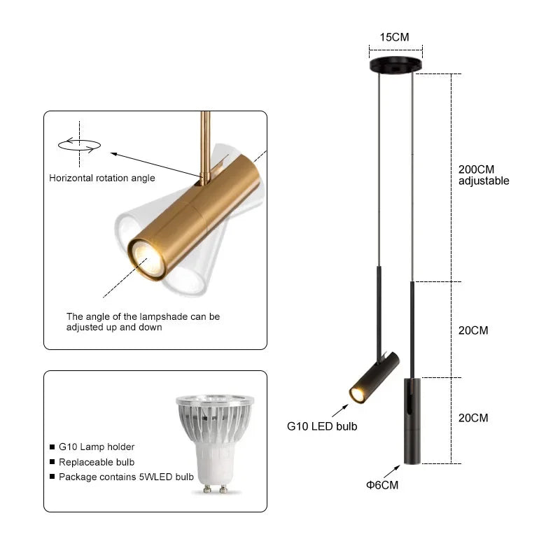 DecorBites™ Black Chandelier Pendant Light for Bedroom and Bar Decor