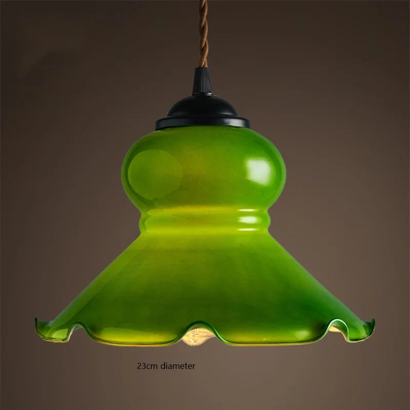 مصباح قلادة DecorBites™ LED الزجاجي الأخضر للمنزل والمطعم والبار والديكور على طراز الدور العلوي.