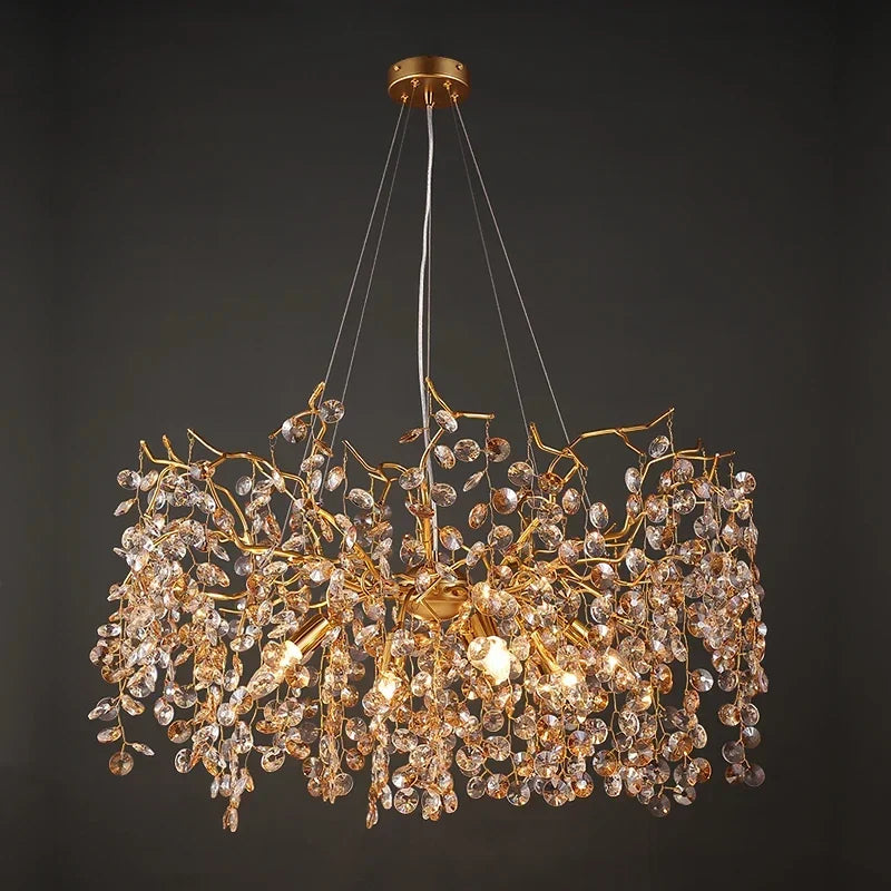 DecorBites™ Crystal LED Chandelier 60/80/100 cm Golden Luxury Lamp for Dining & Living Room