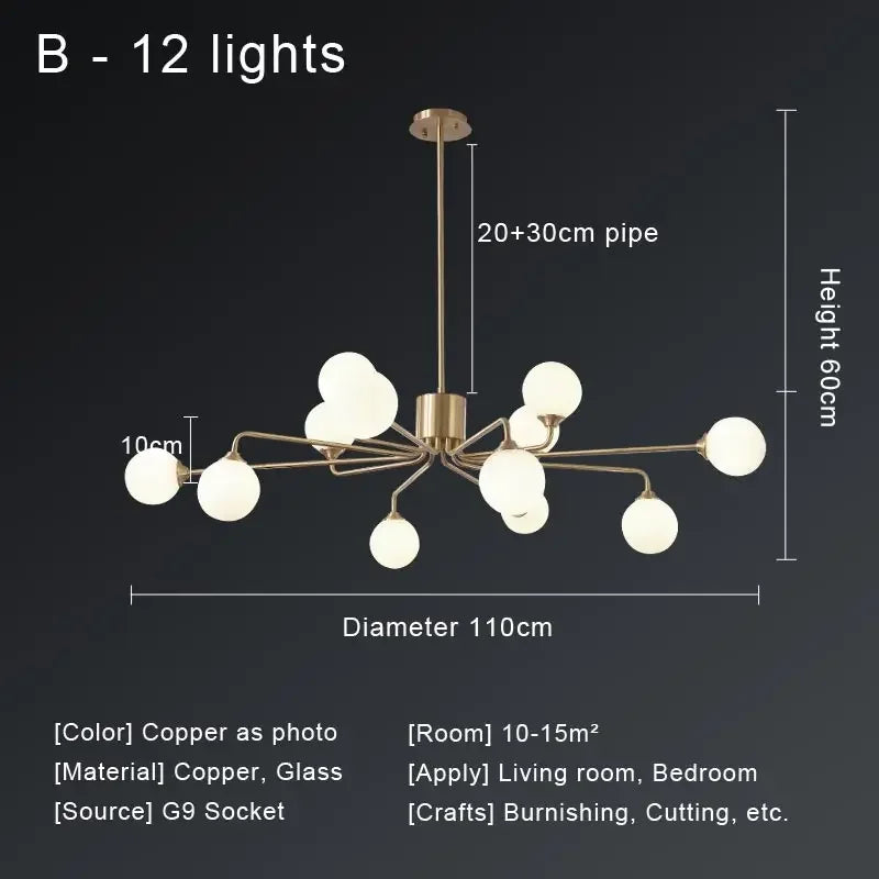 DecorBites™ Copper Ceiling Chandelier for Home Decor Lighting