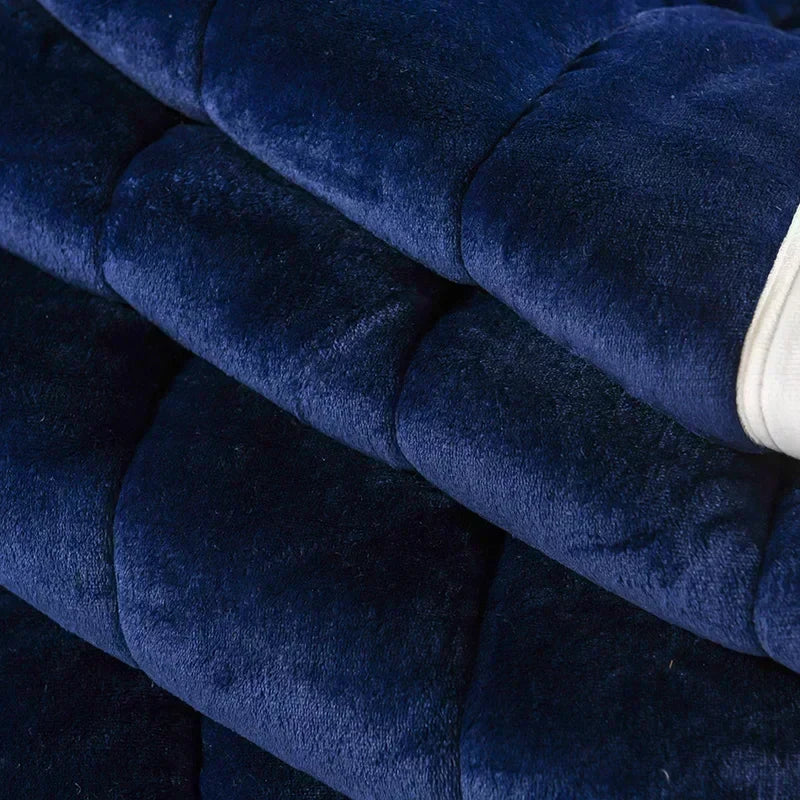 DecorBites™ Cozy Flannel Fleece Lambswool Blanket - 3 Layers, Warm & Soft for Bed.